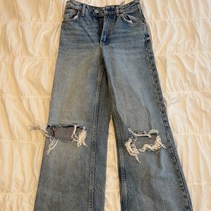 Zara wide leg light wash high rise jeans